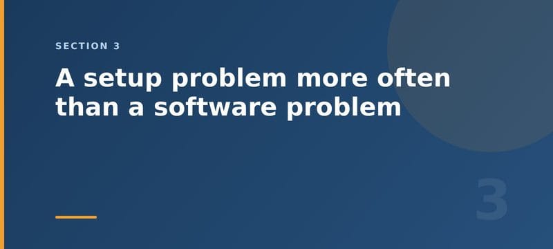 A setup problem more often than a software problem